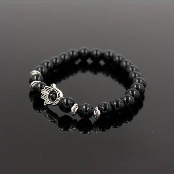 Elastisches Hamsa Hand Armband mit detailreichem Schutzsymbol