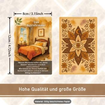 Preview: Deutsche Orakelkarten ausgebreitet Motive Jäger und Schlüssel Aquarell Stil