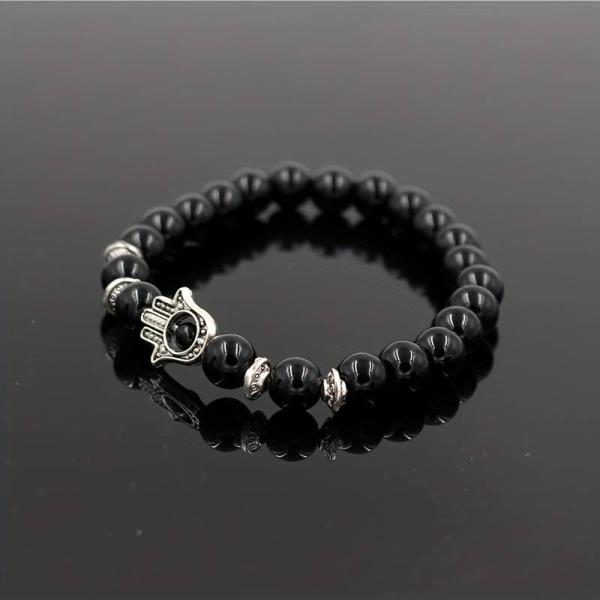 Elastisches Hamsa Hand Armband mit detailreichem Schutzsymbol Elastisches Hamsa Hand Armband mit detailreichem Schutzsymbol