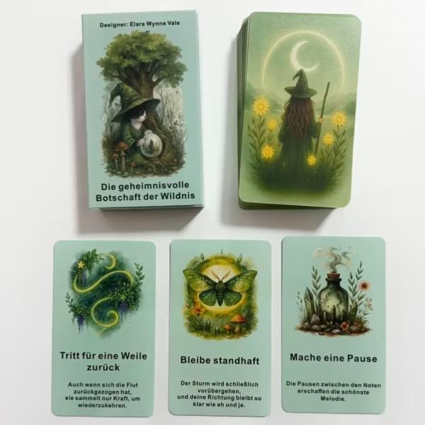 Grüne Orakelkarten Rückseite Mond Hexe